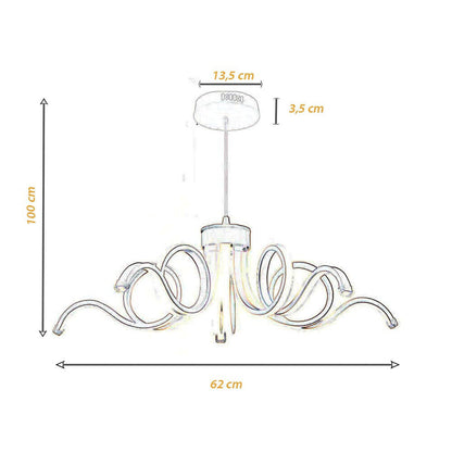 Lampadario a sospensione led 54 watt curvo a fiore 3 colorazione di luce lampada plafoniera sospesa arredamento moderno