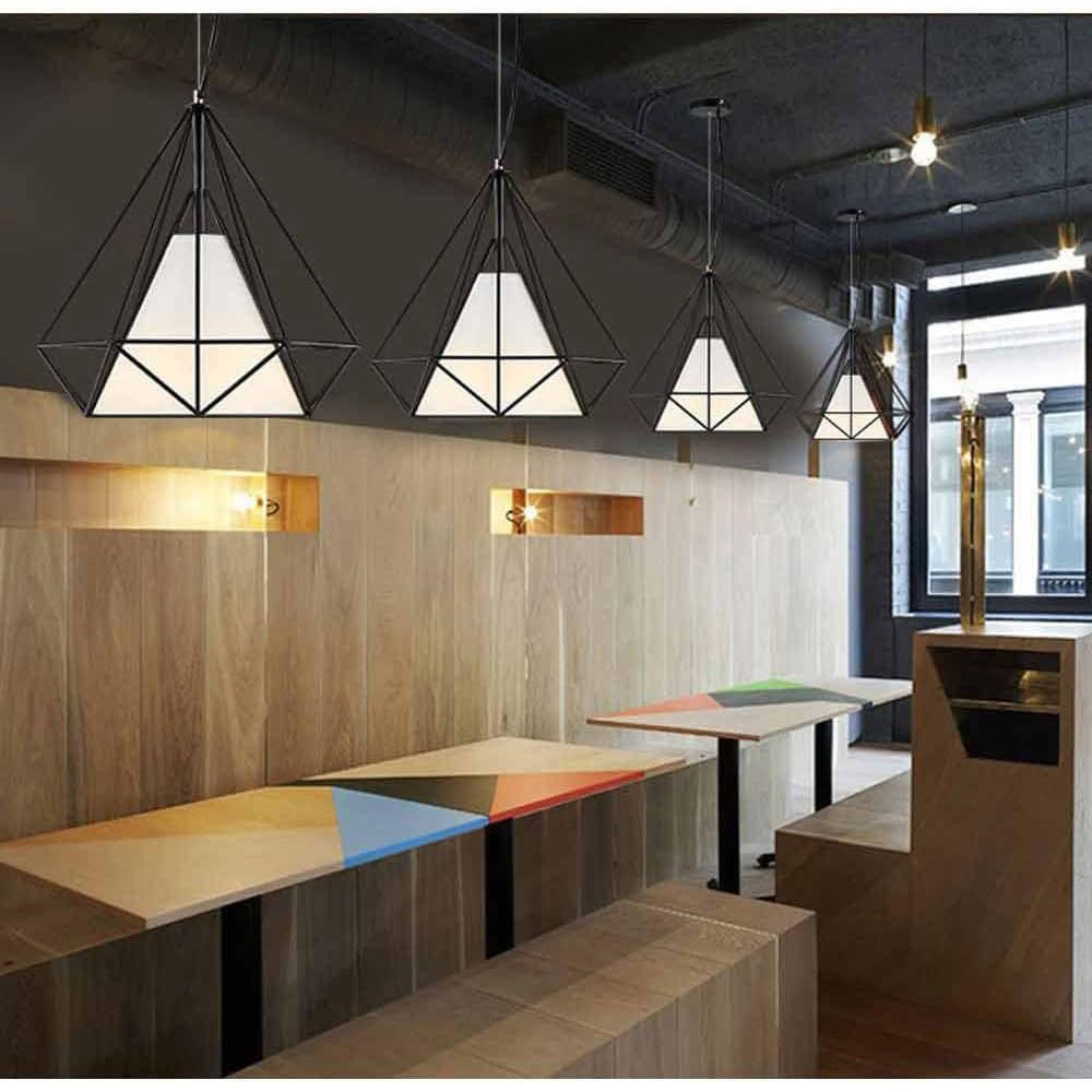 Lampadario da soffitto pendente a sospensione a forma di diamante con portalampada E27