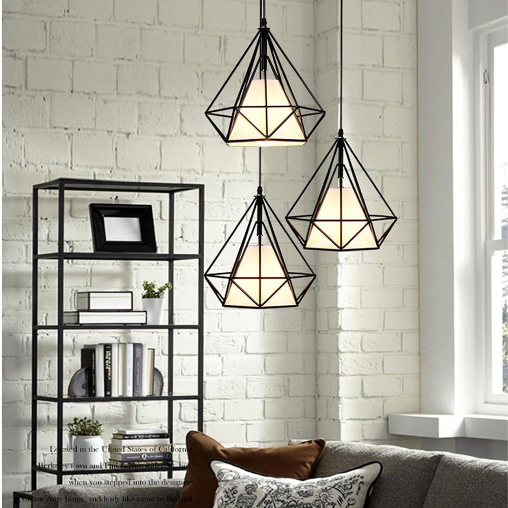 Lampadario da soffitto pendente a sospensione a forma di diamante con portalampada E27