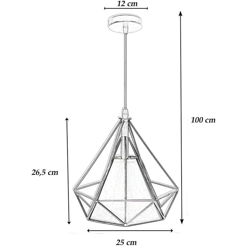 Lampadario da soffitto pendente a sospensione a forma di diamante con portalampada E27