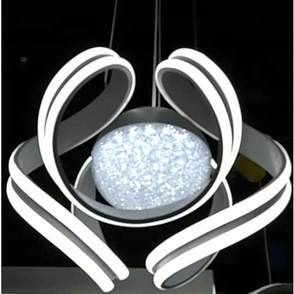 Lampadario a sospensione a led 78 watt con sfera con brillantini glitter tecnologia CCT switch