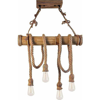 Lampadario a sospensione con corda in canapa vintage 4 attacco E27