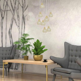 Lampadario sospeso 38,5W con cristalli gocce attacco G9 oro argento