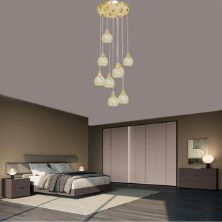 Lampadario sospeso 38,5W con cristalli gocce attacco G9 oro argento