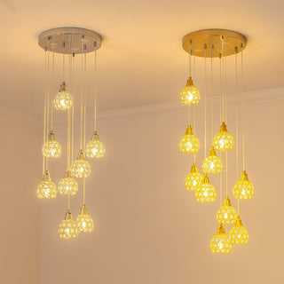 Lampadario sospeso 38,5W con cristalli gocce attacco G9 oro argento