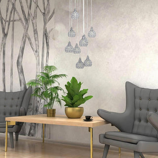 Lampadario sospeso 38,5W con cristalli gocce attacco G9 oro argento