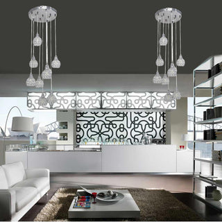 Lampadario sospeso 38,5W con cristalli gocce attacco G9 oro argento