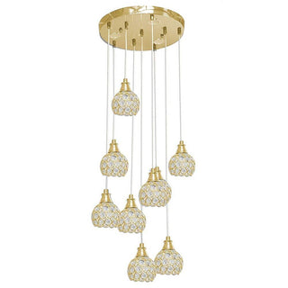 Lampadario sospeso 38,5W con cristalli gocce attacco G9 oro argento