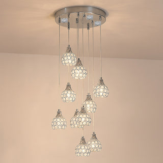 Lampadario sospeso 38,5W con cristalli gocce attacco G9 oro argento