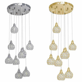 Lampadario sospeso 38,5W con cristalli gocce attacco G9 oro argento