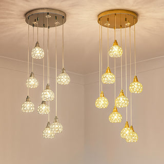 Lampadario sospeso 38,5W con cristalli gocce attacco G9 oro argento