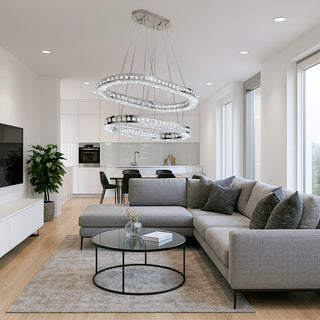 Lampadari a led 46 watt in metallo e cristalli in acrilico CCT