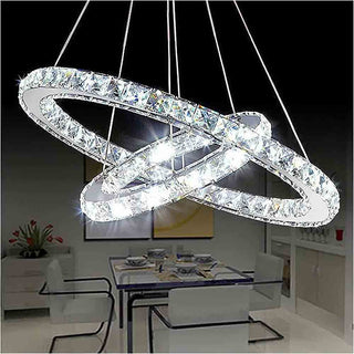 Lampadari a led 40 watt in metallo e cristalli in acrilico luce 6500k