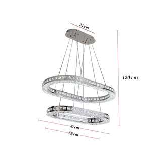 Lampadari a led 40 watt in metallo e cristalli in acrilico luce 6500k