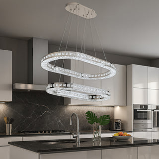 Lampadari a led 46 watt in metallo e cristalli in acrilico CCT