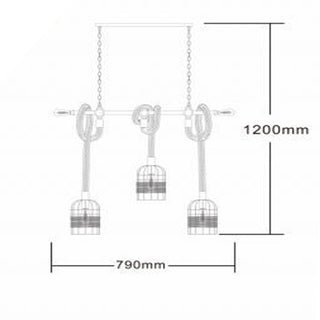 Lampadario stile industriale metallo e corda canapa lampada retrò E27