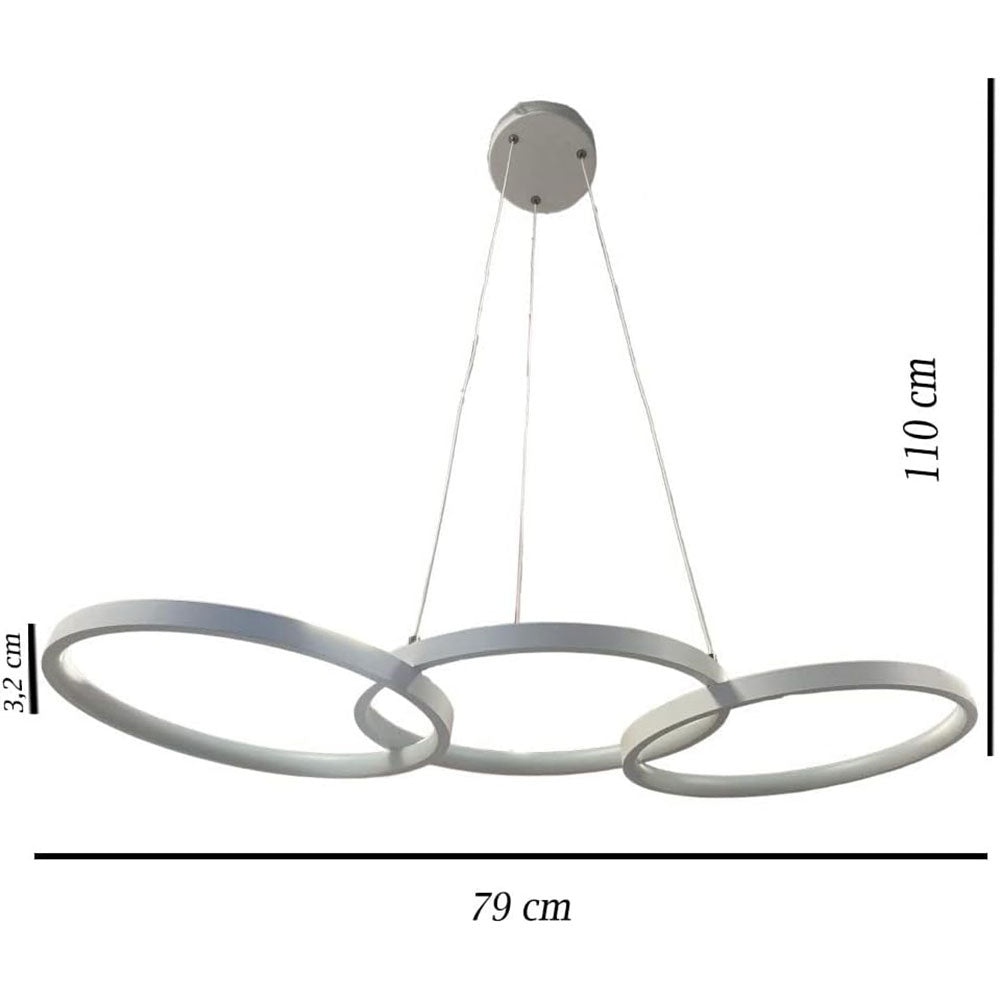 Lampadario a led 45 watt lampada moderna a sospensione tre cerchi luce fredda 6500k calda 3000k naturale 4000k