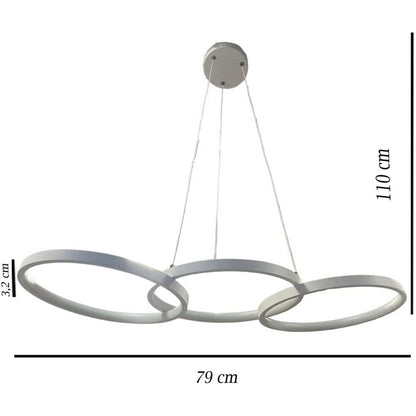 Lampadario a led 45 watt lampada moderna a sospensione tre cerchi luce fredda 6500k calda 3000k naturale 4000k