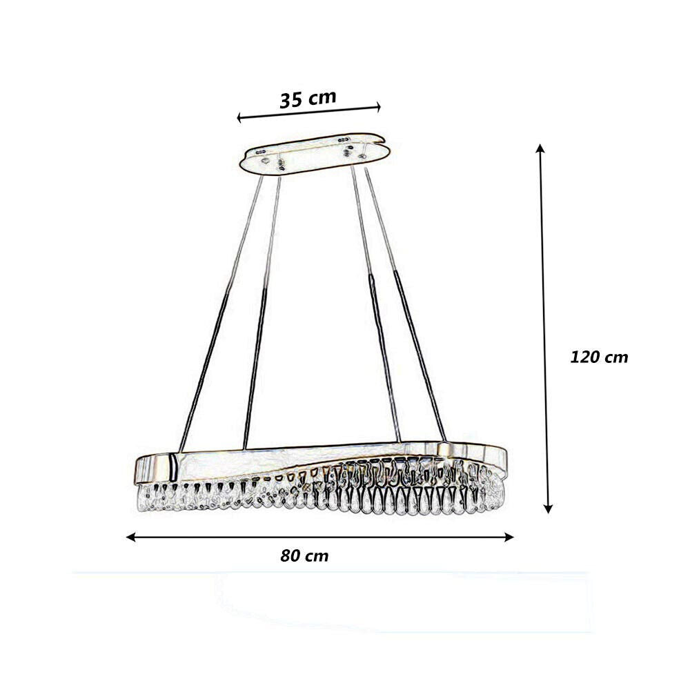 Lampadario led a sospensione oro 45 watt con cristalli in acrilico contemporaneo luce bianca fredda 6500k