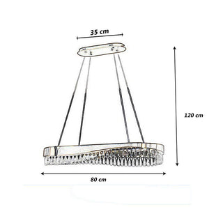 Lampadario led oro 45 watt con cristalli in acrilico luce fredda 6500k