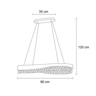 Lampadario led oro 45 watt con cristalli in acrilico luce fredda 6500k