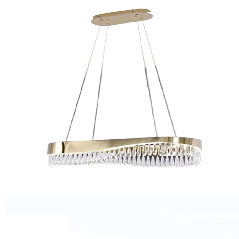 Lampadario led a sospensione oro 45 watt con cristalli in acrilico contemporaneo luce bianca fredda 6500k