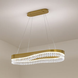 Lampadario led oro 45 watt con cristalli in acrilico luce fredda 6500k