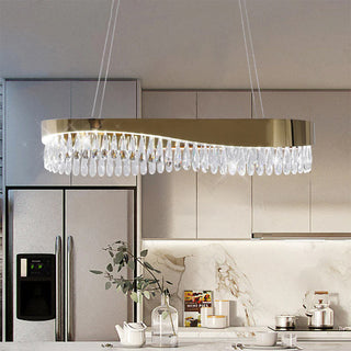 Lampadario led oro 45 watt con cristalli in acrilico luce fredda 6500k