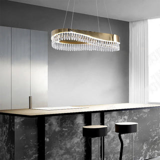 Lampadario led oro 45 watt con cristalli in acrilico luce fredda 6500k