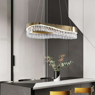 Lampadario led oro 45 watt con cristalli in acrilico luce fredda 6500k