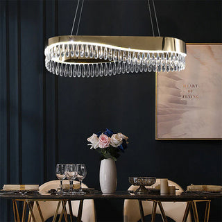 Lampadario led oro 45 watt con cristalli in acrilico luce fredda 6500k