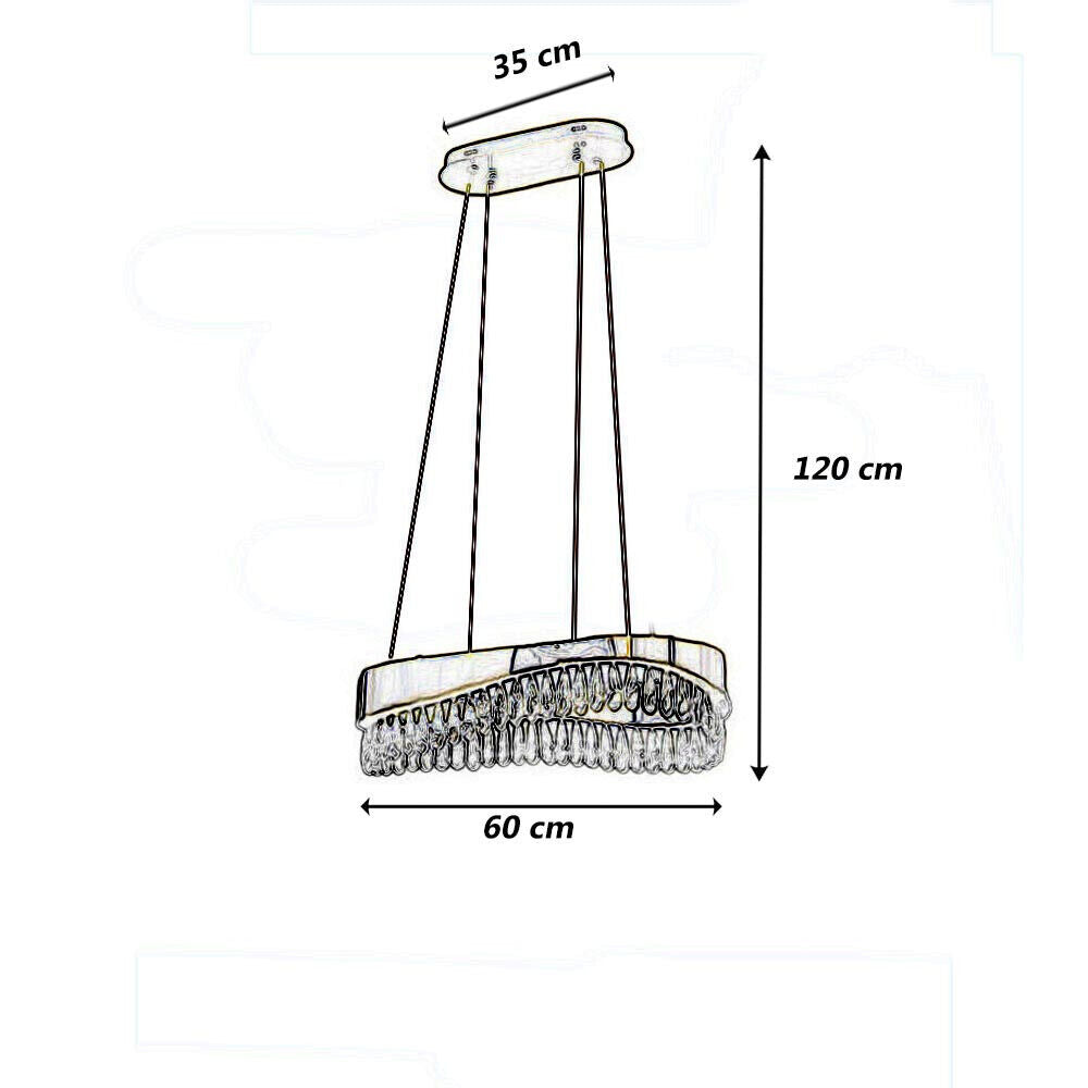 ampadario led a sospensione oro 35 watt con cristalli in acrilico contemporaneo luce bianca fredda 6500k