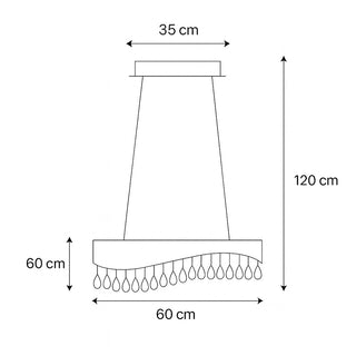 Lampadario led oro 35W con cristalli acrilico contemporaneo 6500k
