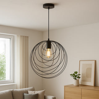 Lampadario in metallo nero lampada geometrica decorativa attacco E27