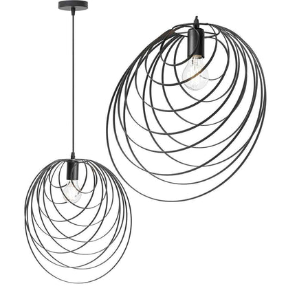 Lampadario a sospensione in metallo nero attacco E27 lampada geometrica da soffitto decorativa Ø 37 cm