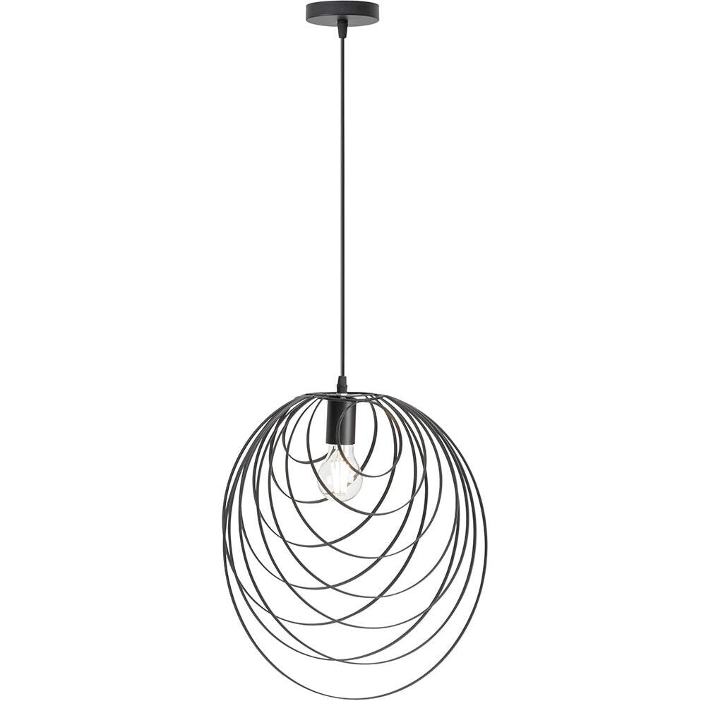 Lampadario a sospensione in metallo nero attacco E27 lampada geometrica da soffitto decorativa Ø 37 cm