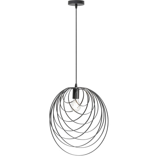 Lampadario a sospensione in metallo nero attacco E27 lampada geometrica da soffitto decorativa Ø 37 cm