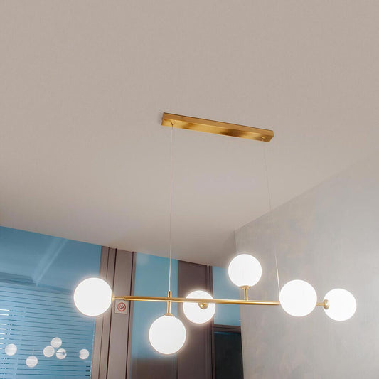 Lampadario a sospensione da soffitto con 6 sfere in vetro lampada decorativa bronzo per soggiorno cucina attacco g9