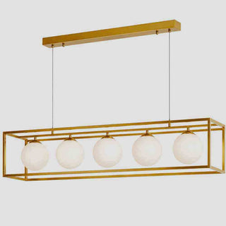 Lampadario a Sospensione Oro con 5 Sfere in polietilene Opalino G9