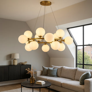 Lampadario contemporaneo bronzo a sospensione 15 sfere attacco G9