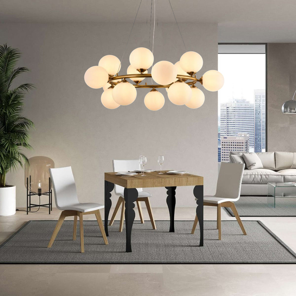 Lampadario contemporaneo in metallo bronzo lampada a sospensione per soggiorno openspace 15 sfere attacco G9