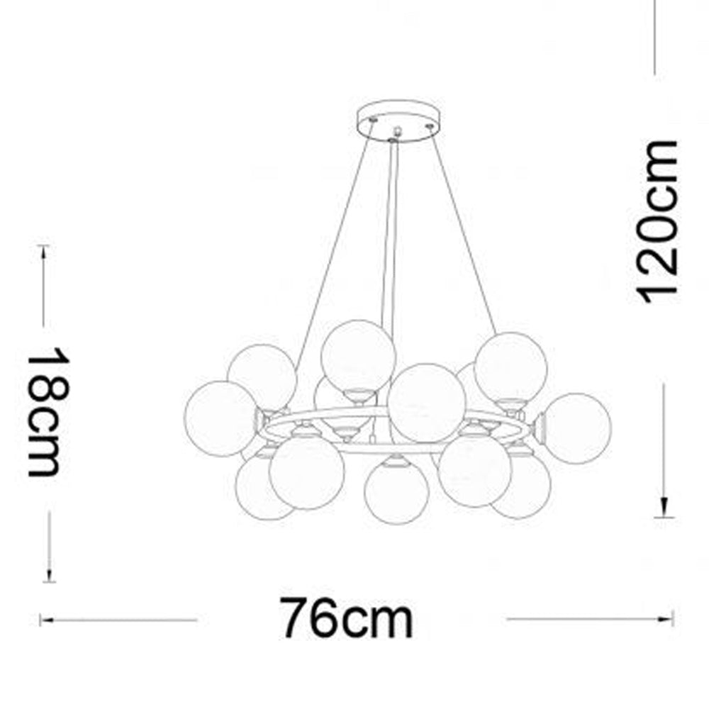 Lampadario contemporaneo in metallo bronzo lampada a sospensione per soggiorno openspace 15 sfere attacco G9