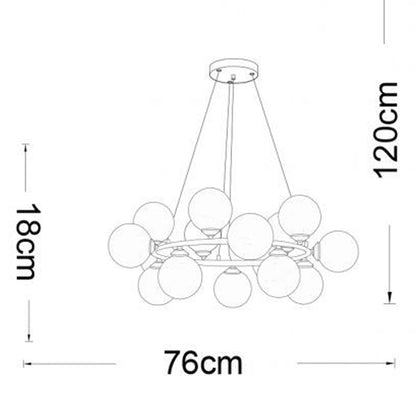 Lampadario contemporaneo in metallo bronzo lampada a sospensione per soggiorno openspace 15 sfere attacco G9