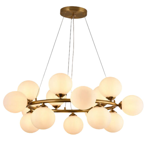Lampadario contemporaneo in metallo bronzo lampada a sospensione per soggiorno openspace 15 sfere attacco G9