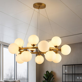 Lampadario contemporaneo bronzo a sospensione 15 sfere attacco G9