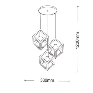 Lampadario a sospensione con 3 cubi 3d stile geometrico attacco E27