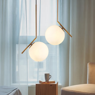 Lampadario a sospensione in metallo bronzo con sfera bronzo attacco G9