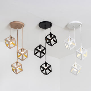 Lampadario a sospensione con 3 cubi 3d stile geometrico attacco E27