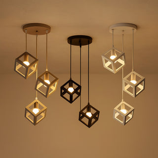 Lampadario a sospensione con 3 cubi 3d stile geometrico attacco E27