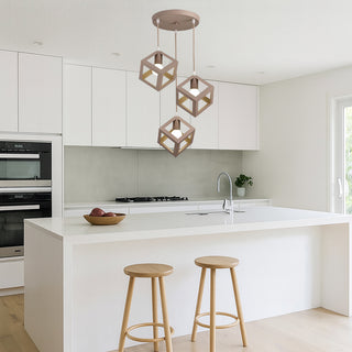 Lampadario a sospensione con 3 cubi 3d stile geometrico attacco E27